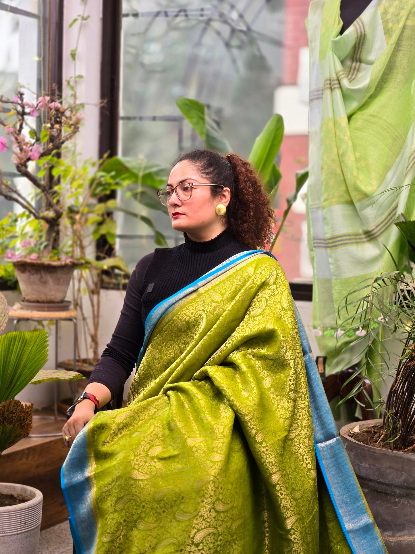 Green Mysore Crepe Silk Saree