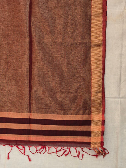 Maroon Maheshwari Silk Cotton Saree