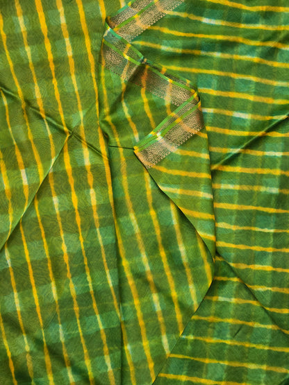 GREEN LEHARIYA TIE-DYE SILK COTTON SAREE