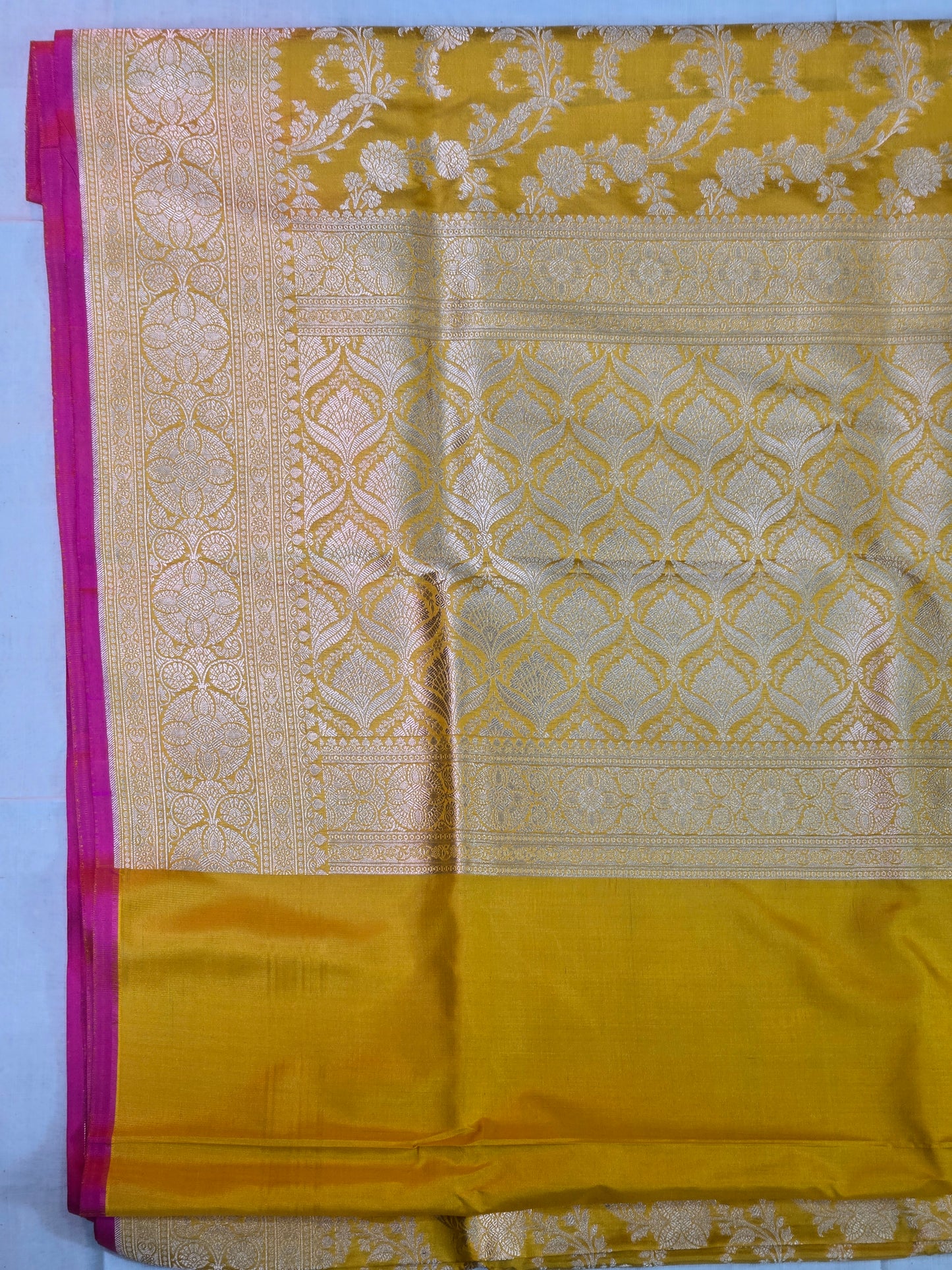 Yellow Banarasi Handloom Silk Saree