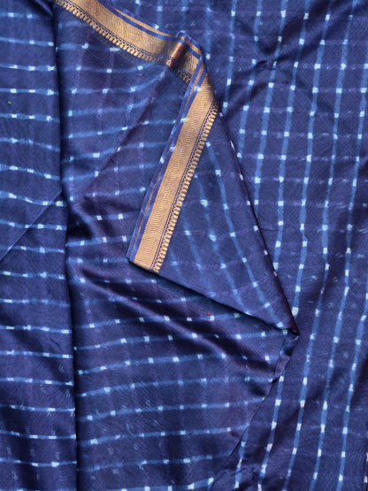 BLUE TIE DYE MOTDA SILK COTTON SAREE