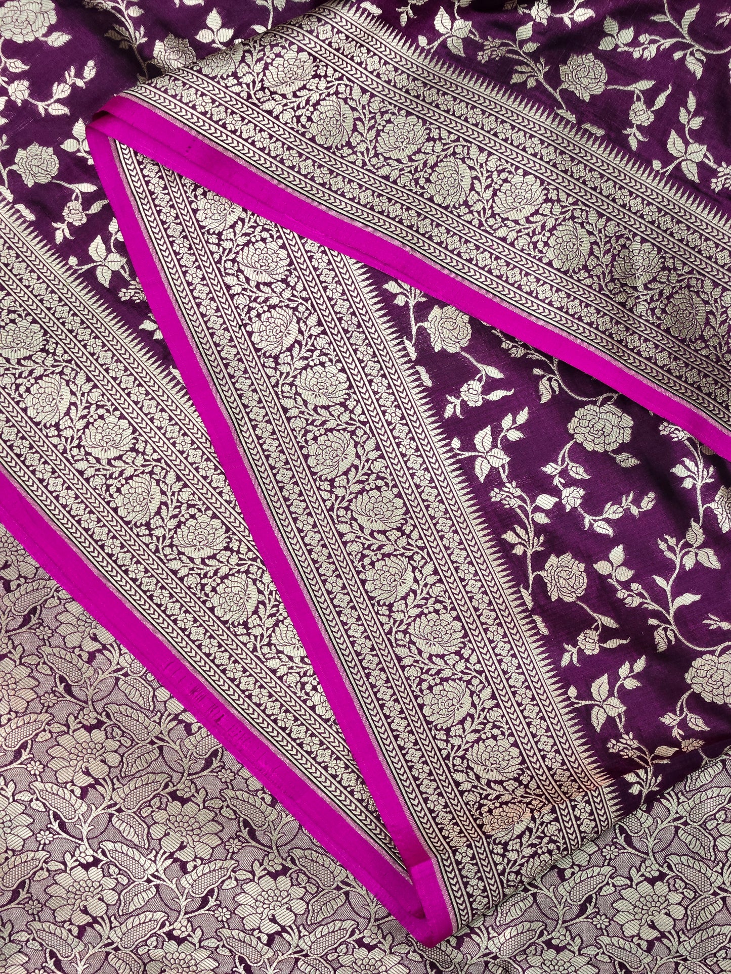 Magenta Banarasi Handloom Silk Saree