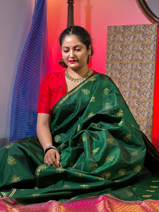 Green Pure Soft Silk Saree