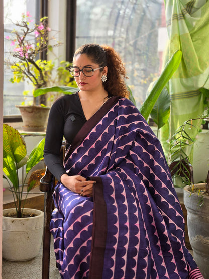 Blue Pure Silk Printed Saree