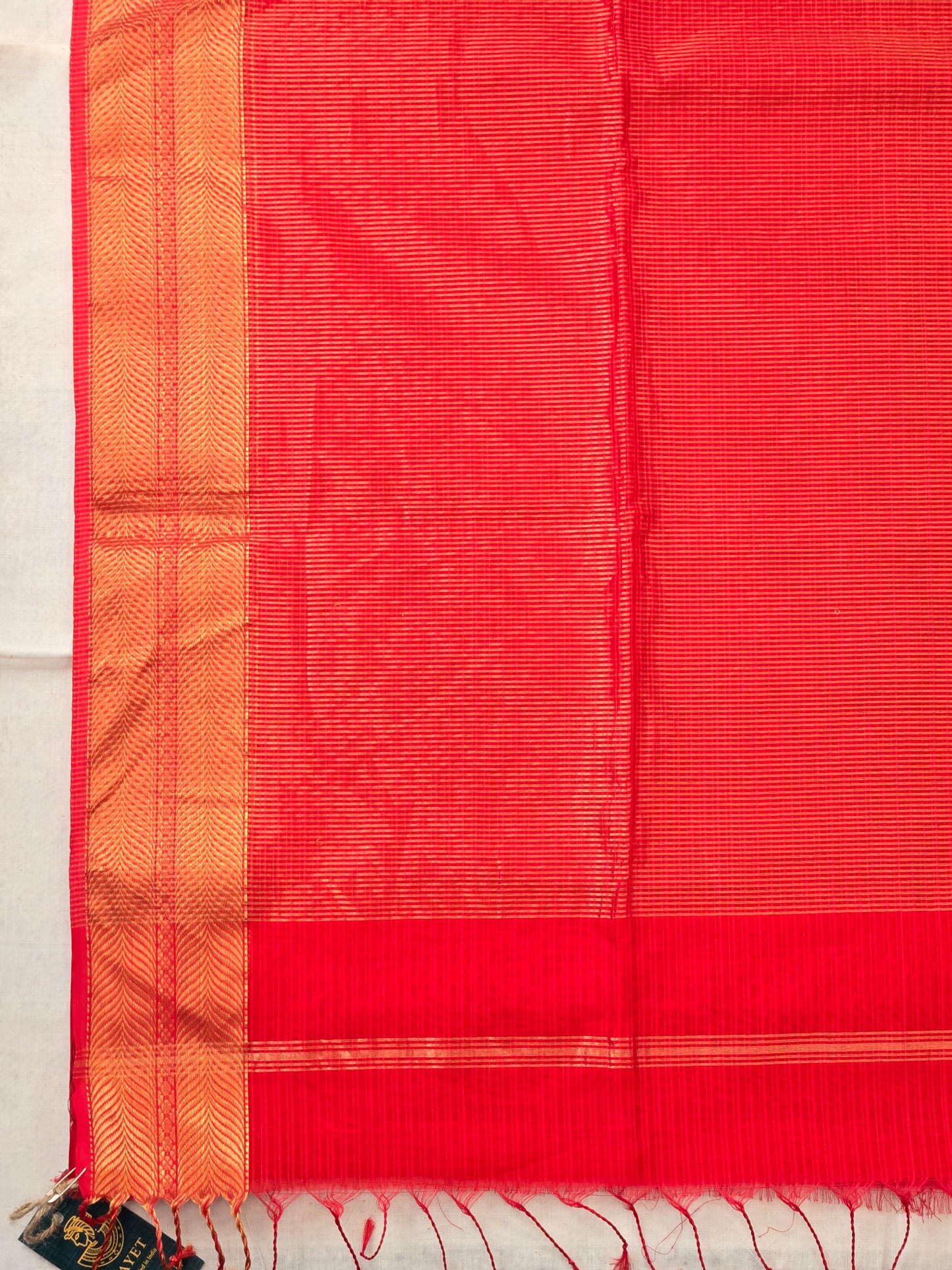 Red Maheshwari Silk Cotton Saree