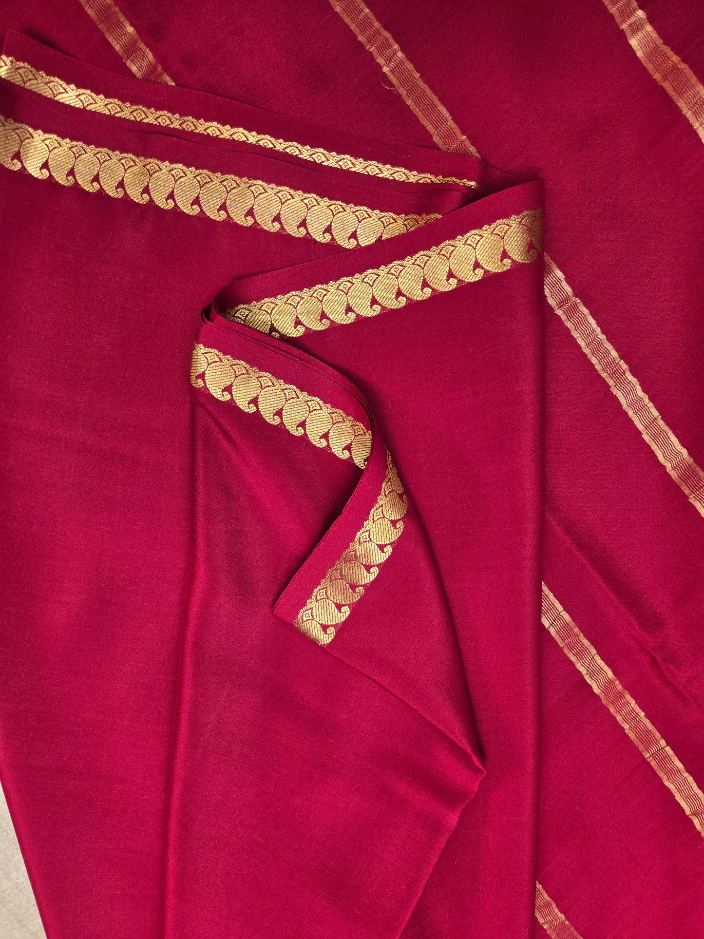 Maroon Mysore Crepe Silk Saree