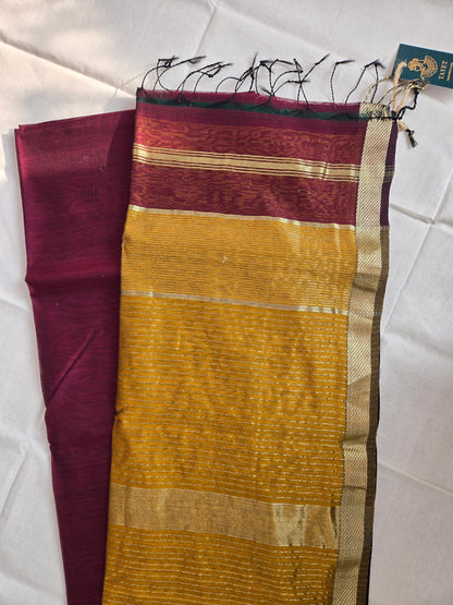 Maroon Maheshwari Silk Cotton Saree