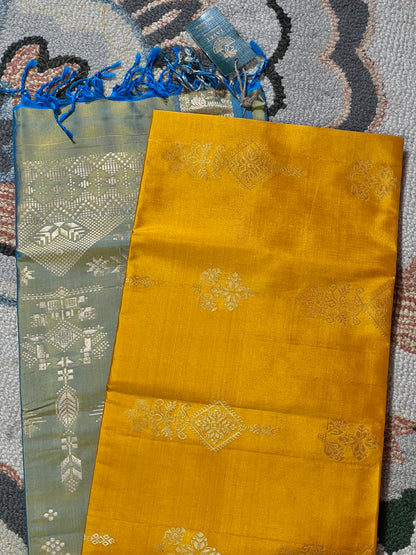 Yellow Pure Soft Silk Saree