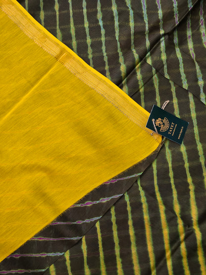 GREEN TIE DYE LEHARIYA SILK COTTON SAREE