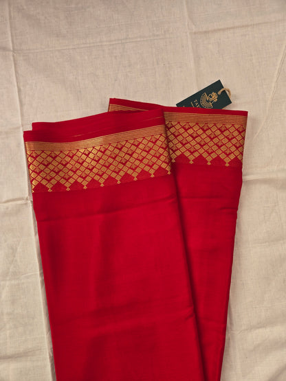 Red Mysore Crepe Silk Saree