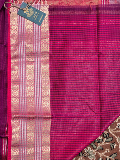 Magenta Silk Cotton Maheshwari Saree