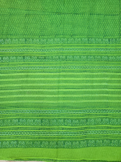 GREEN HANDBLOCK KOTA DORIYA SAREE