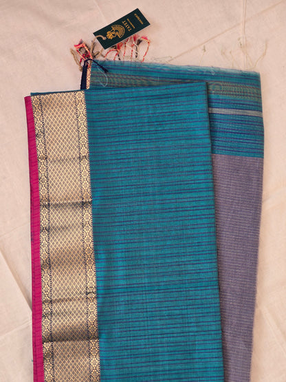 Blue Maheshwari Silk Cotton Saree