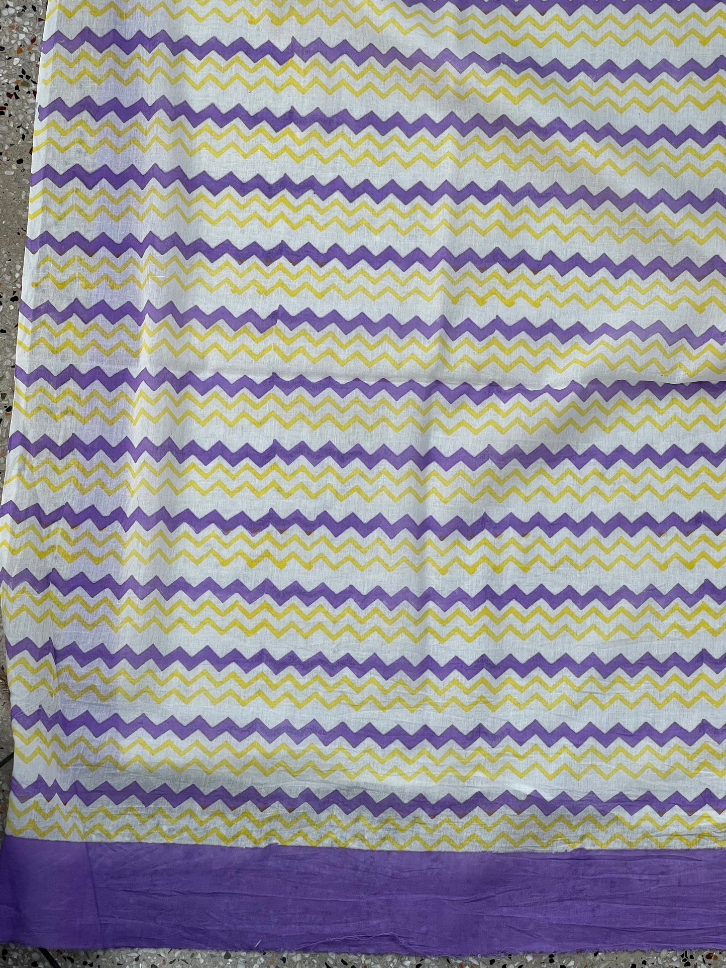 Yellow Purple Printed Cotton Saree