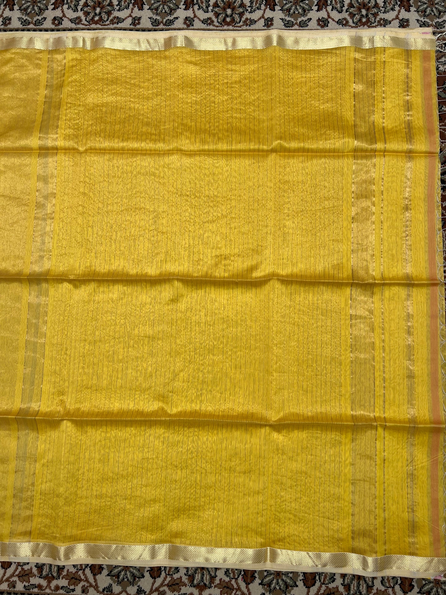 Yellow Silk Cotton Maheshwari Saree