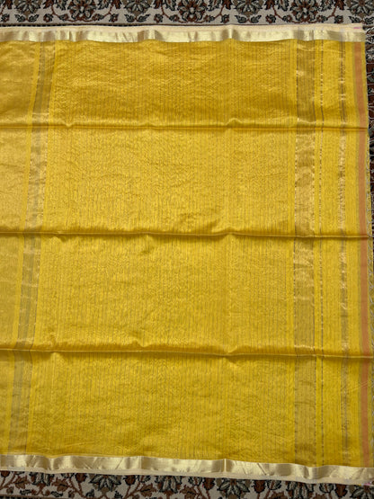 Yellow Silk Cotton Maheshwari Saree