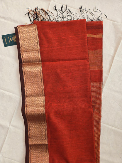 Rust Orange Silk Cotton Saree