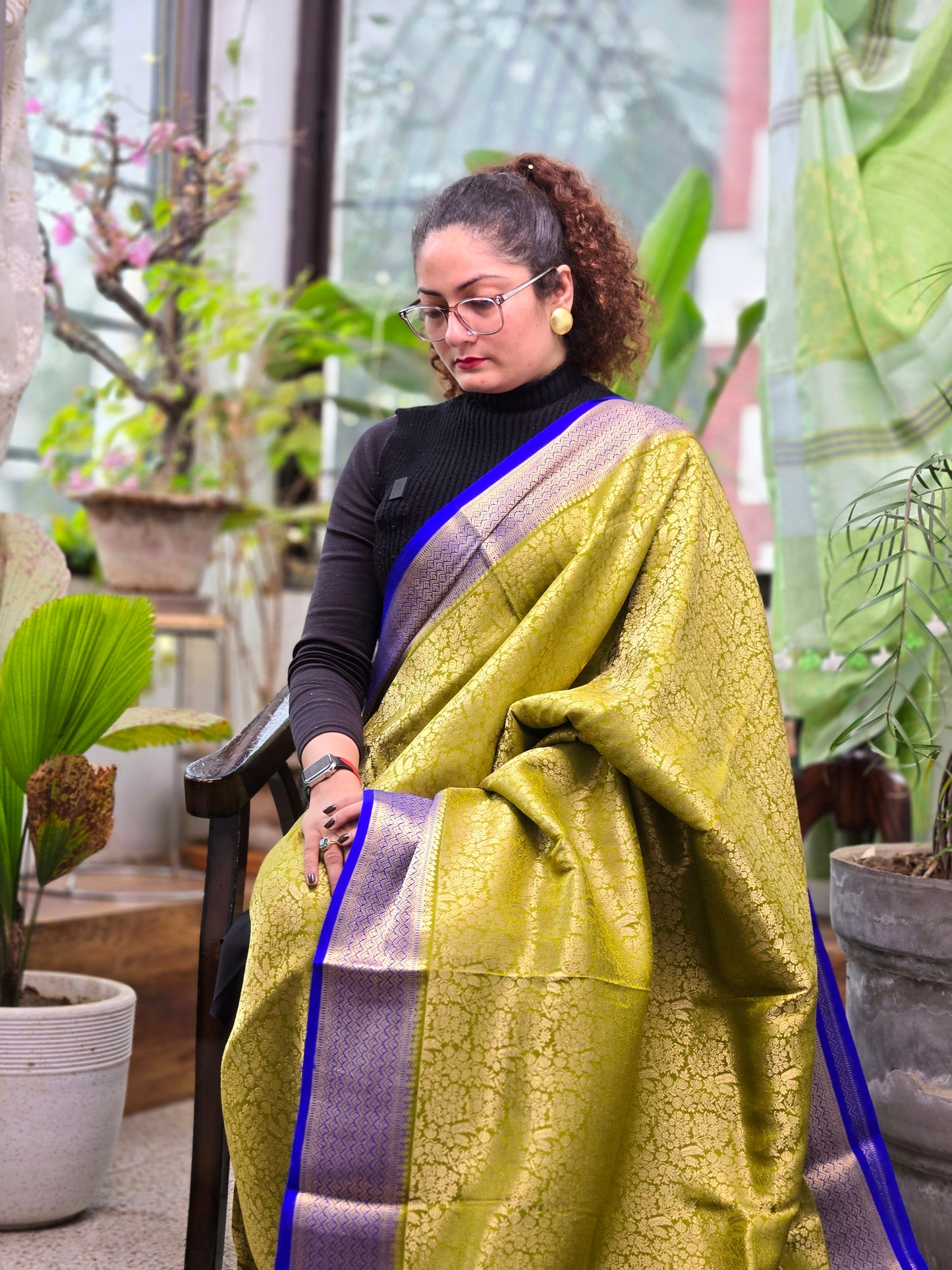 Green Mysore Crepe Silk saree