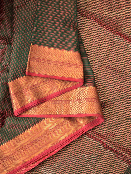 Green Maheshwari Silk Cotton Saree