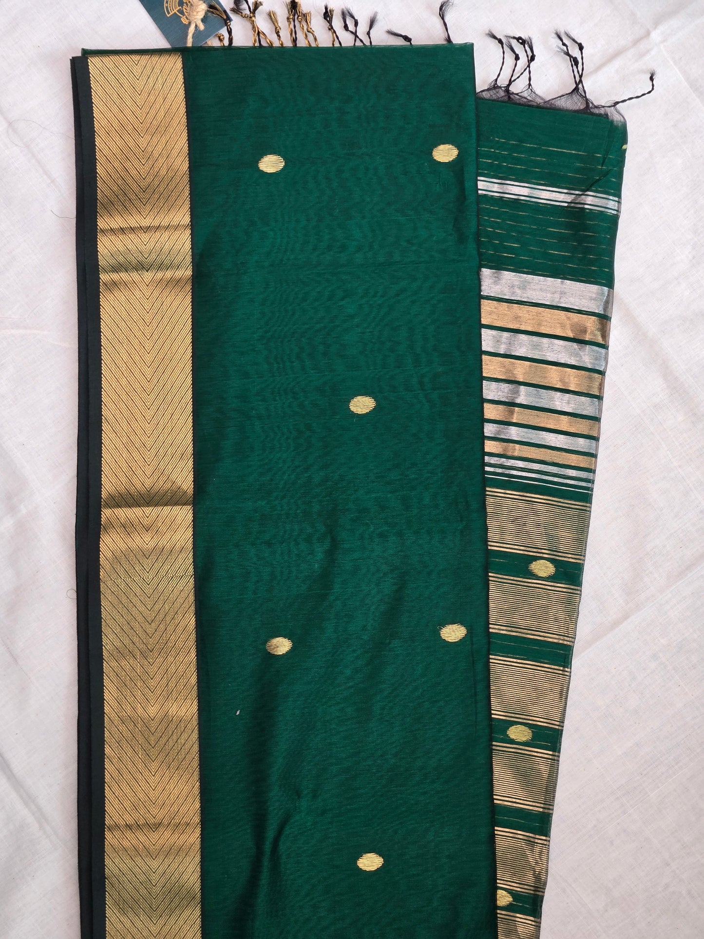 Green Maheshwari Silk Cotton Saree