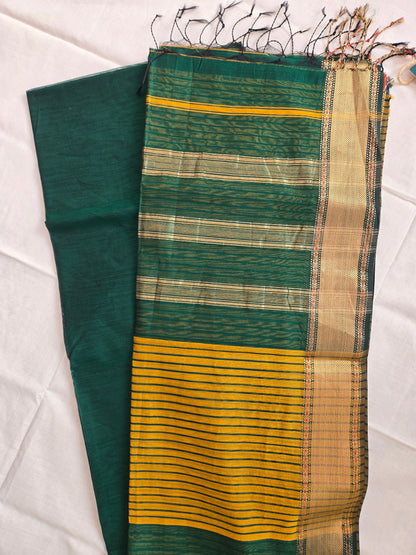 Green Maheshwari Silk Cotton Saree