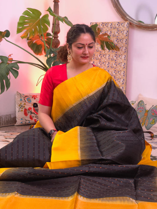 Black Pure Soft Silk Saree