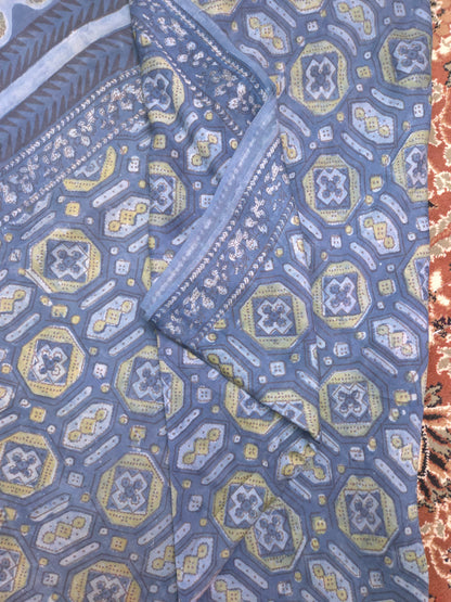 Indigo Printed Modal Silk Saree