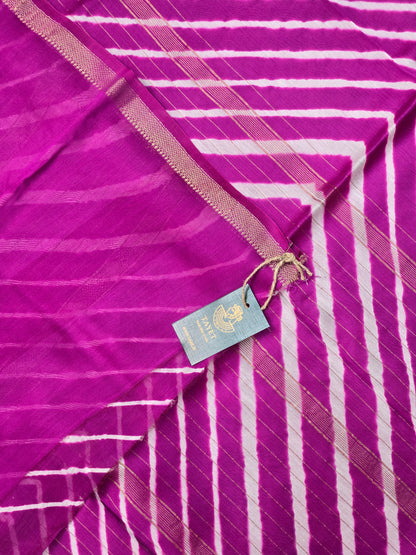 MAGENTA TIE DYE LEHARIYA SILK COTTON SAREE