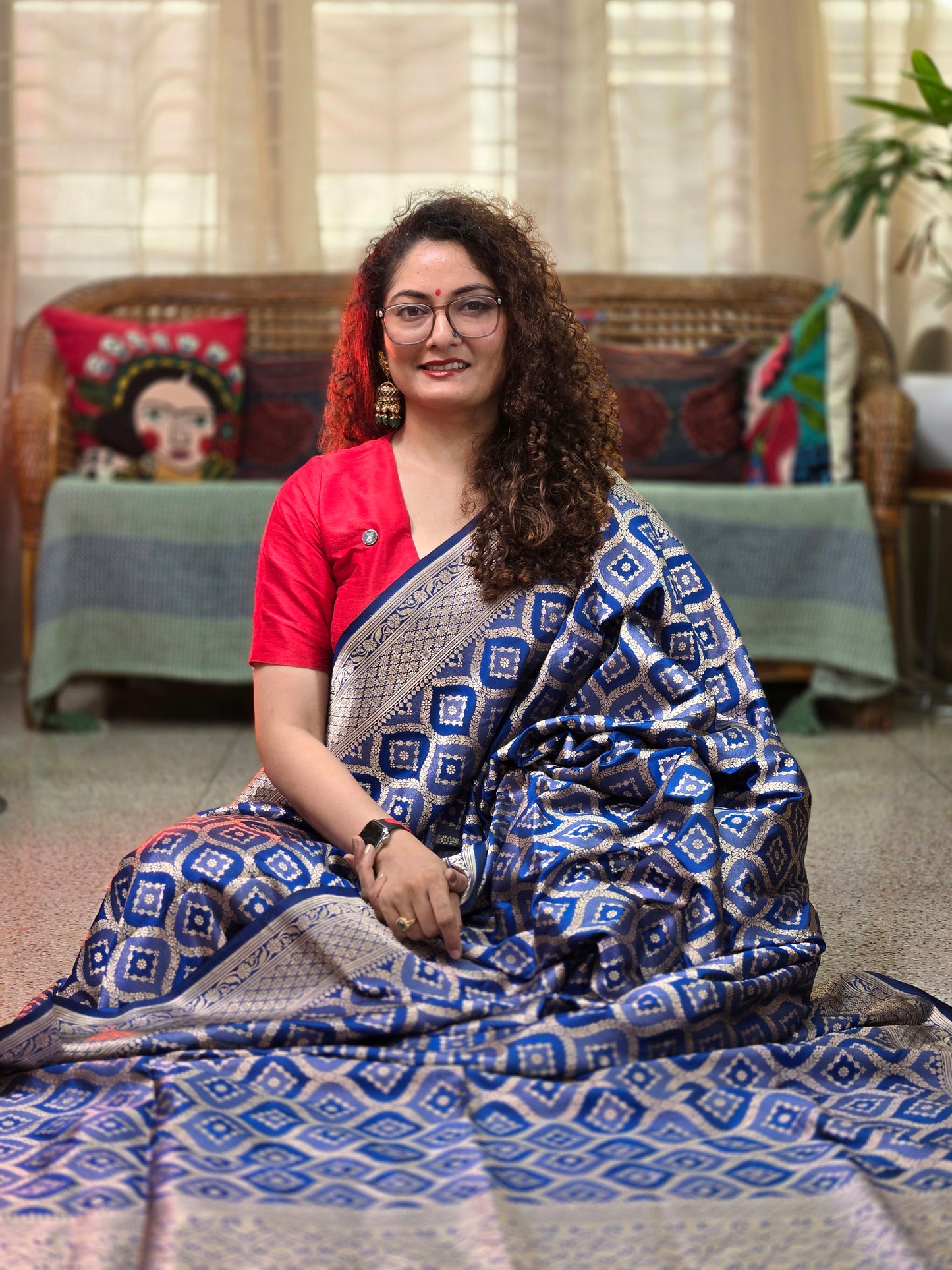 Blue Handloom Banarasi Silk Saree