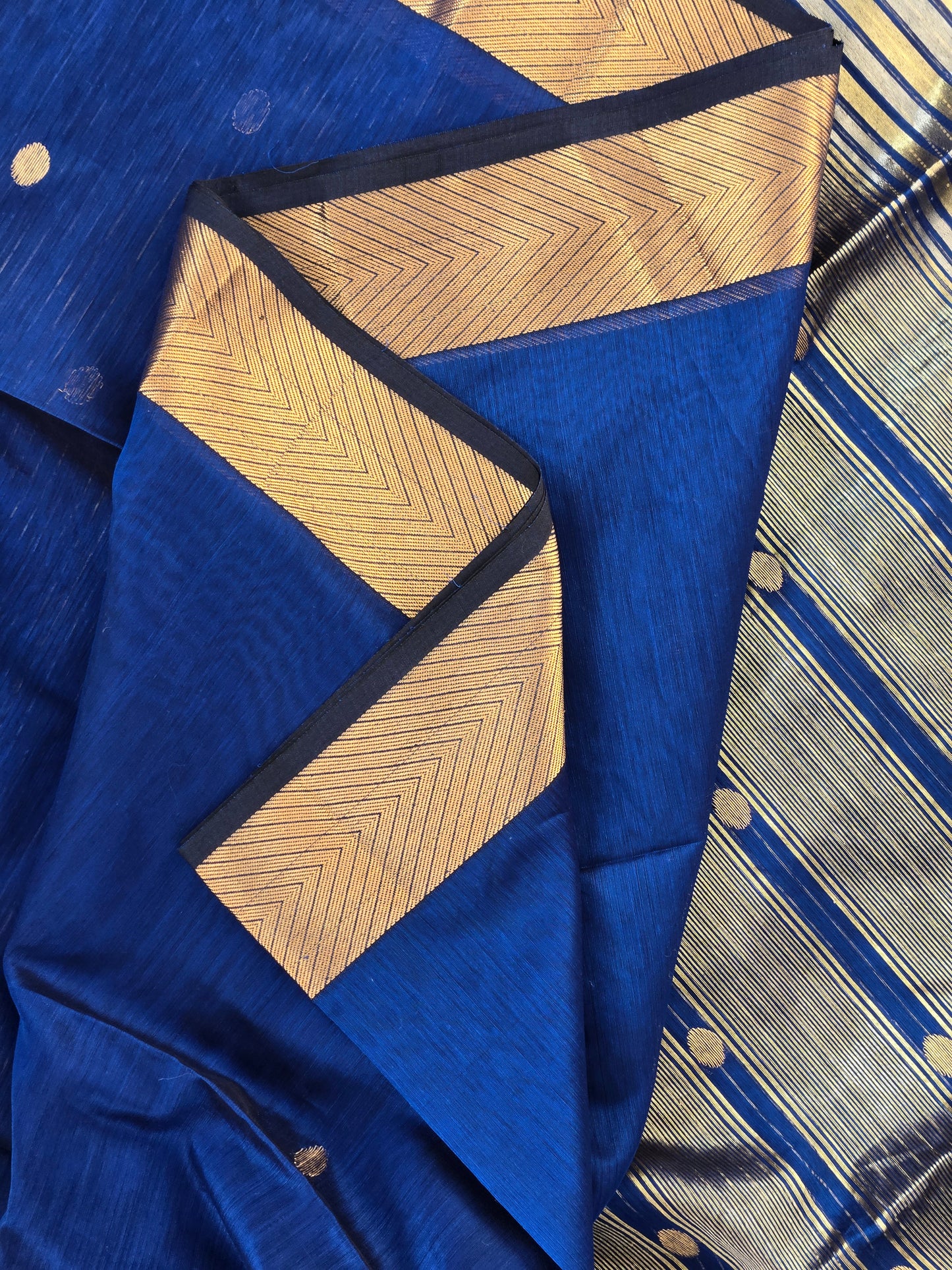 Blue Maheshwari Silk Cotton Saree