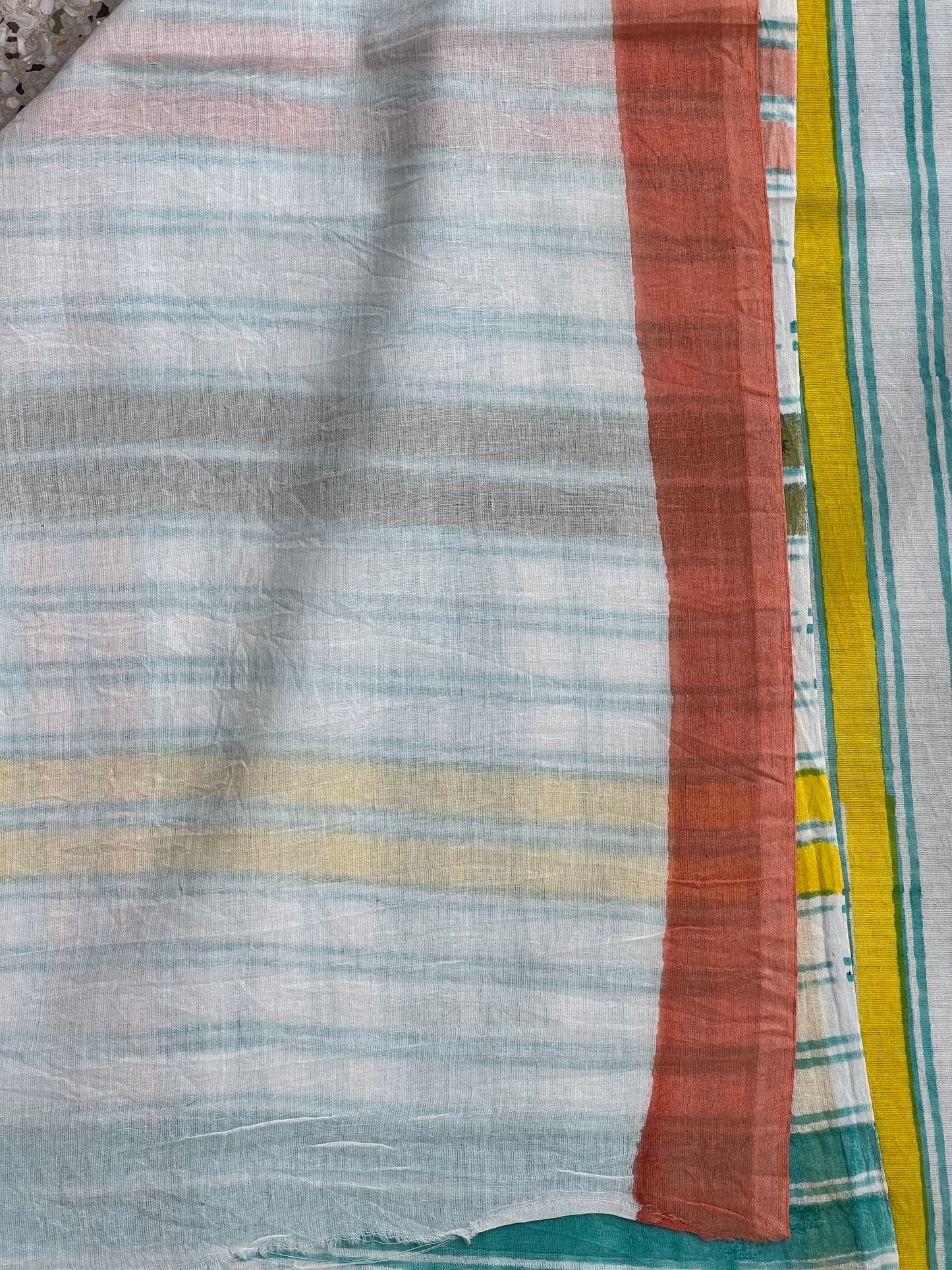 White Grey Printed Cotton Saree