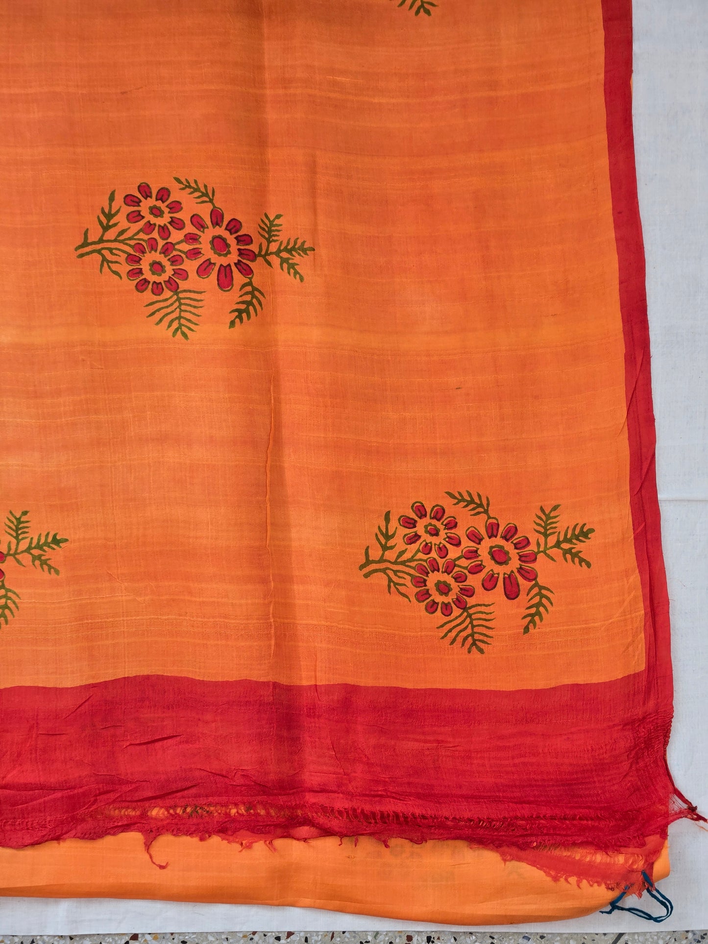 Orange Pure Silk Printed Saree