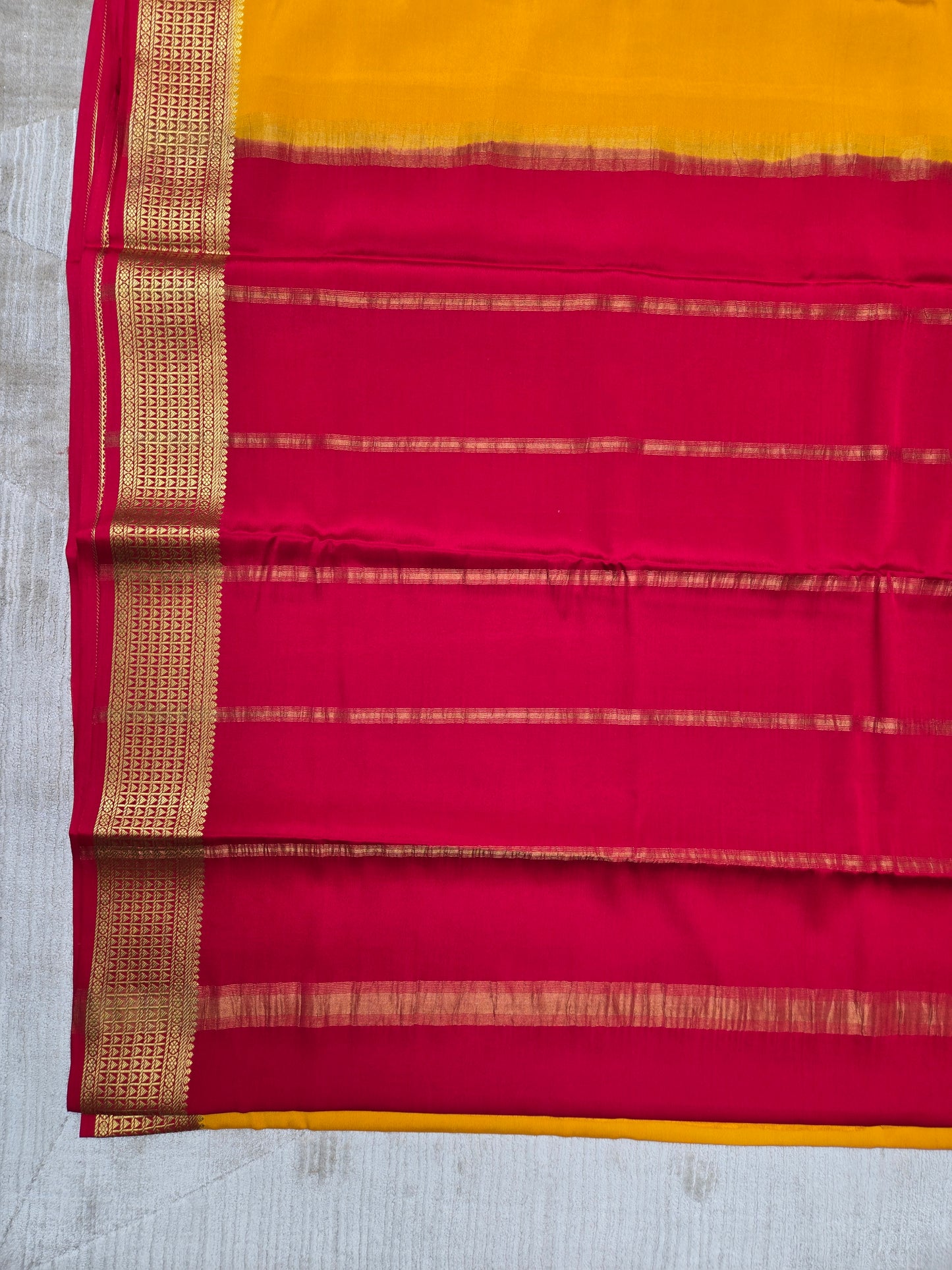 Mango Yellow Mysore Crepe Silk Saree