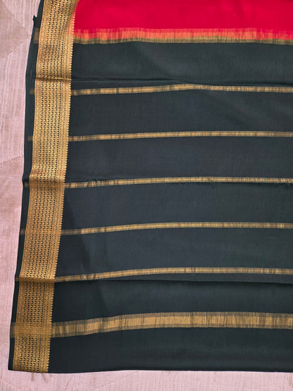 Maroon Green Mysore Crepe Silk Saree