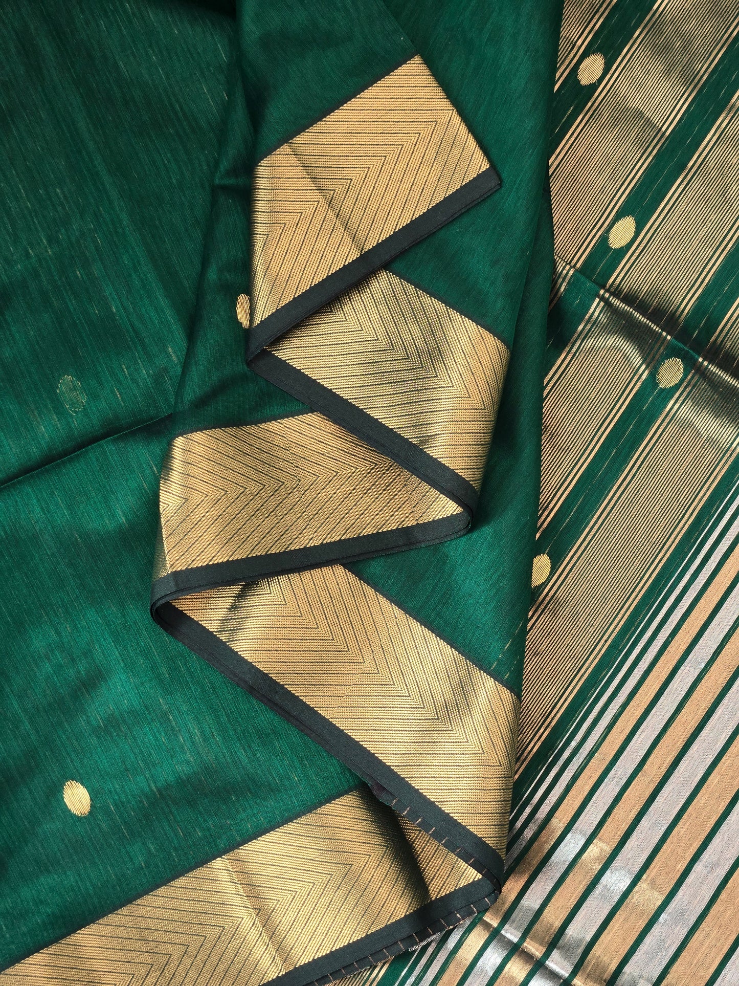 Green Maheshwari Silk Cotton Saree