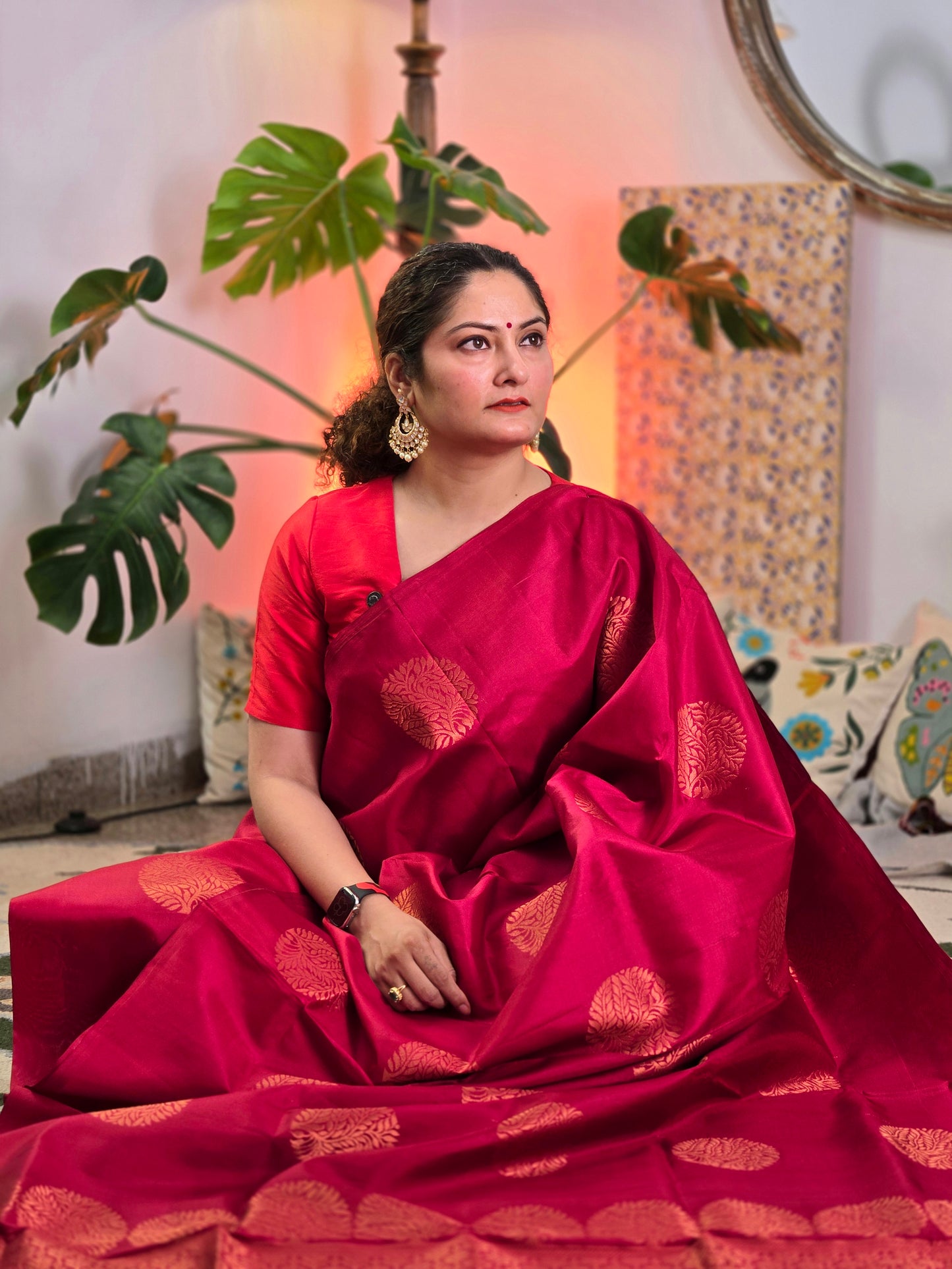 Maroon Pure Soft Silk Saree