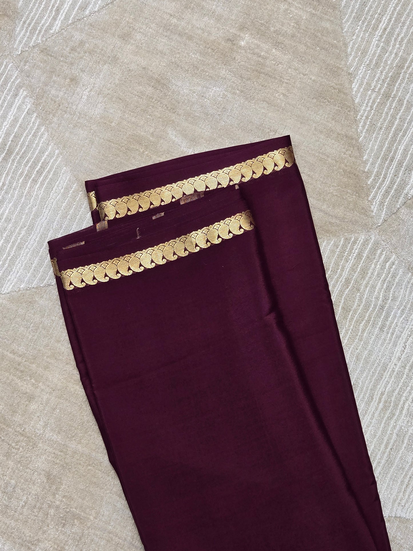 Rich Maroon Mysore Crepe Silk Saree