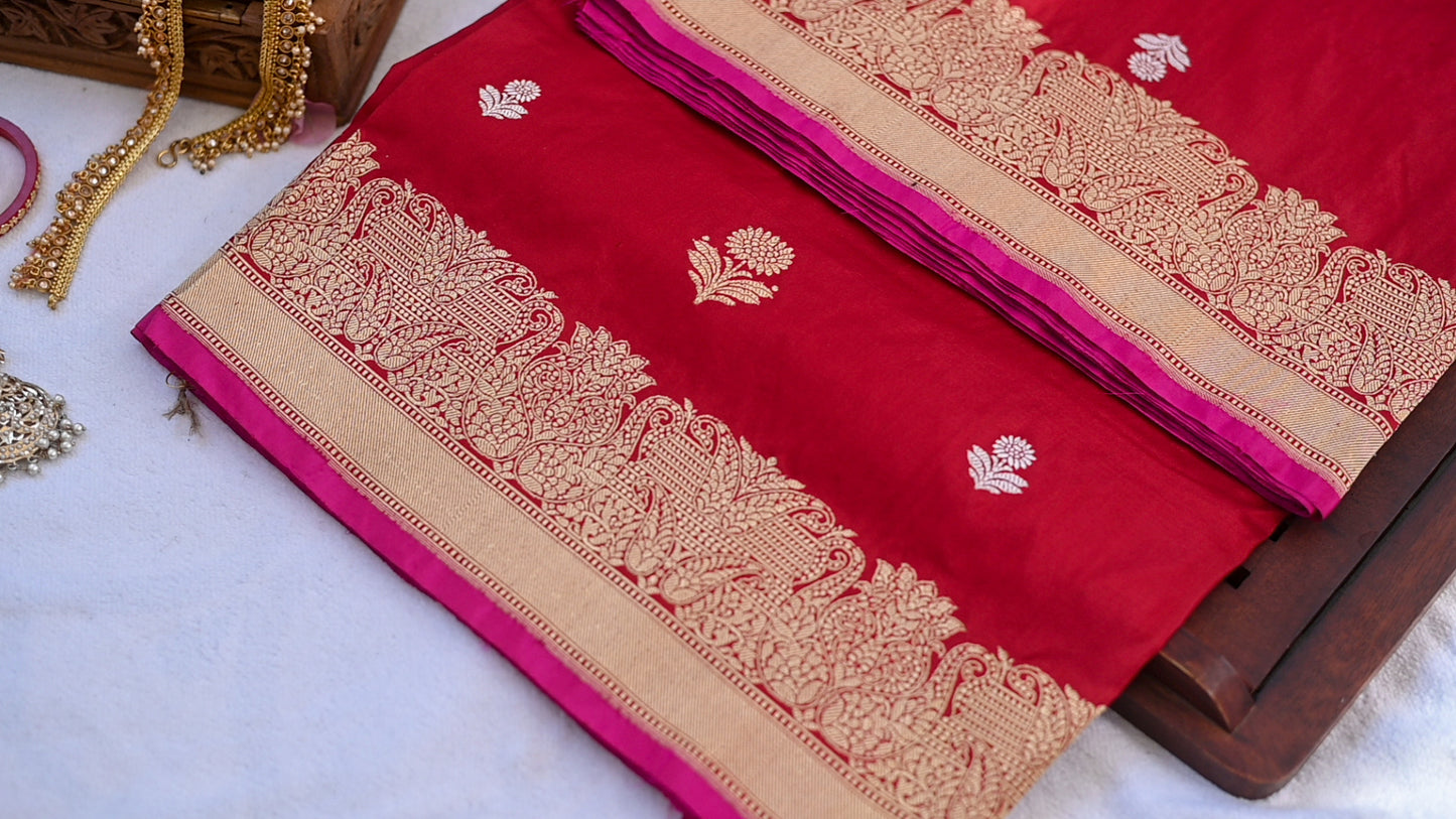 Maroon Banarasi Katan Silk Saree