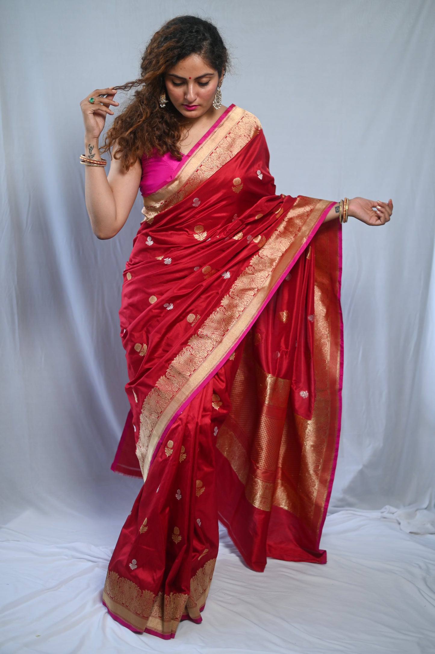 Maroon Banarasi Katan Silk Saree