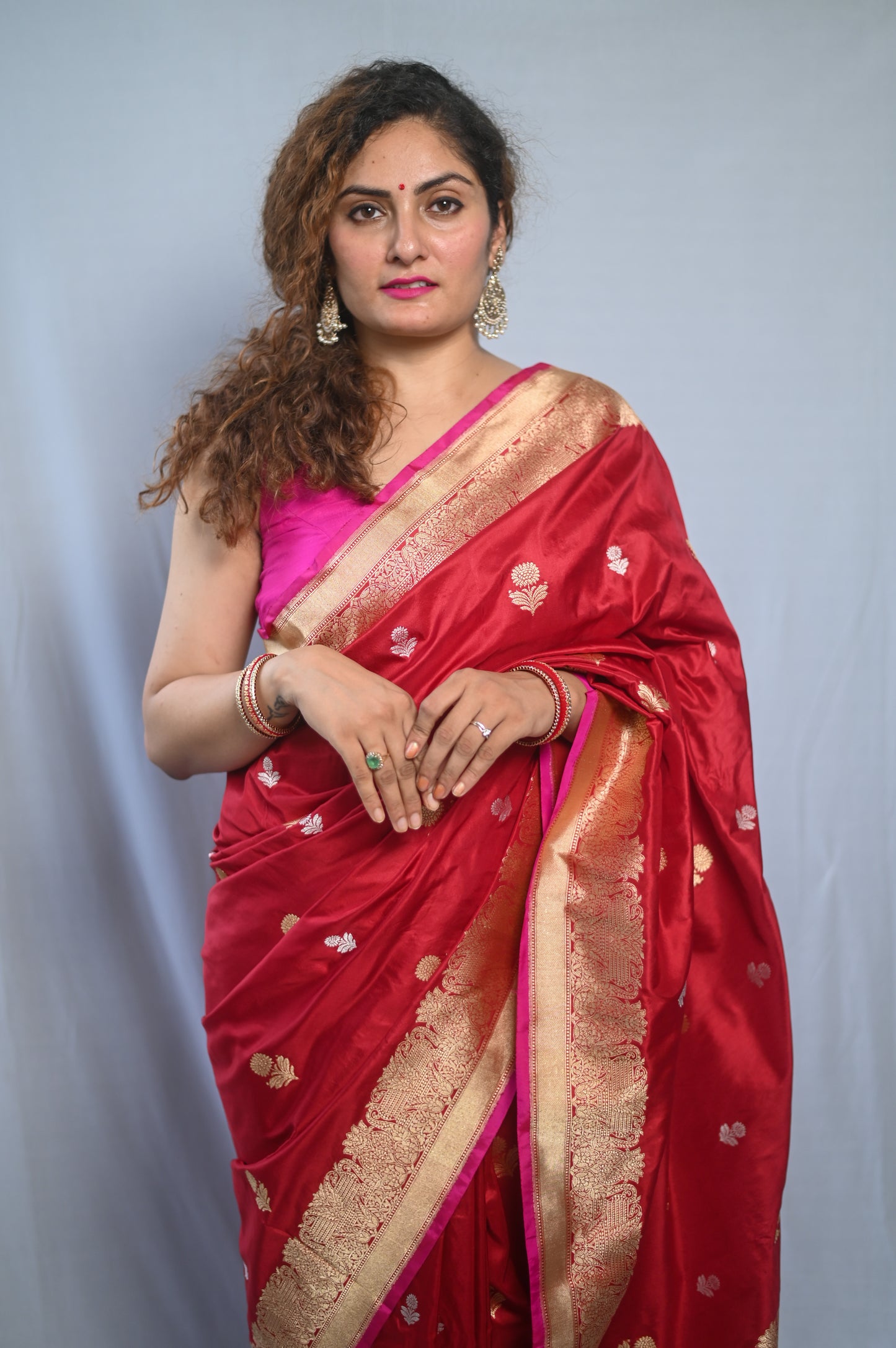 Maroon Banarasi Katan Silk Saree