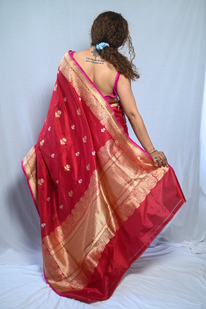 Maroon Banarasi Katan Silk Saree