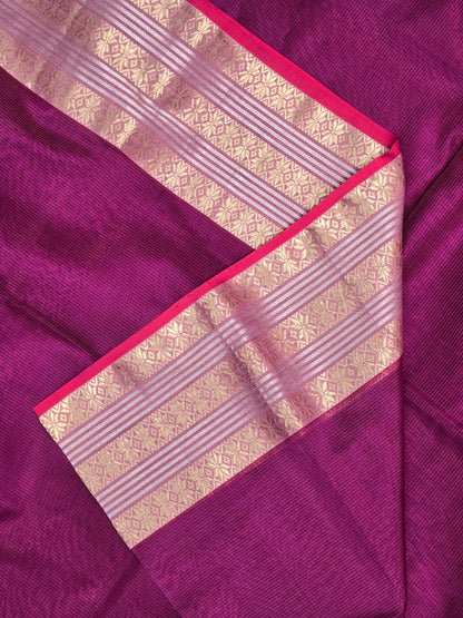 Magenta Silk Cotton Maheshwari Saree