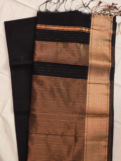 Black Maheshwari Silk Cotton saree