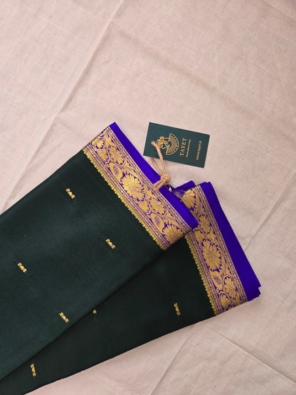 Dark Green Mysore Crepe Silk Saree