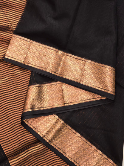 Black Maheshwari Silk Cotton saree