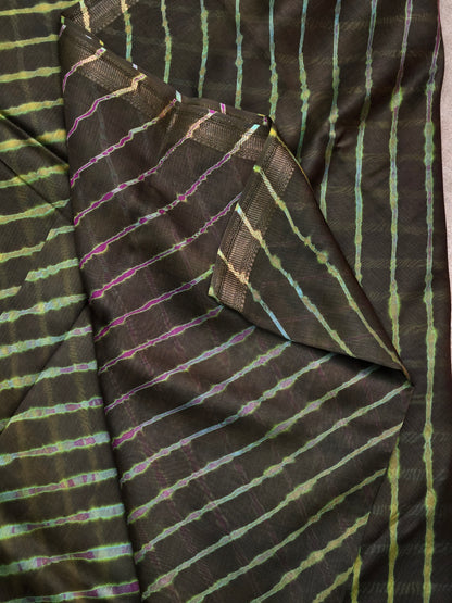 GREEN TIE DYE LEHARIYA SILK COTTON SAREE