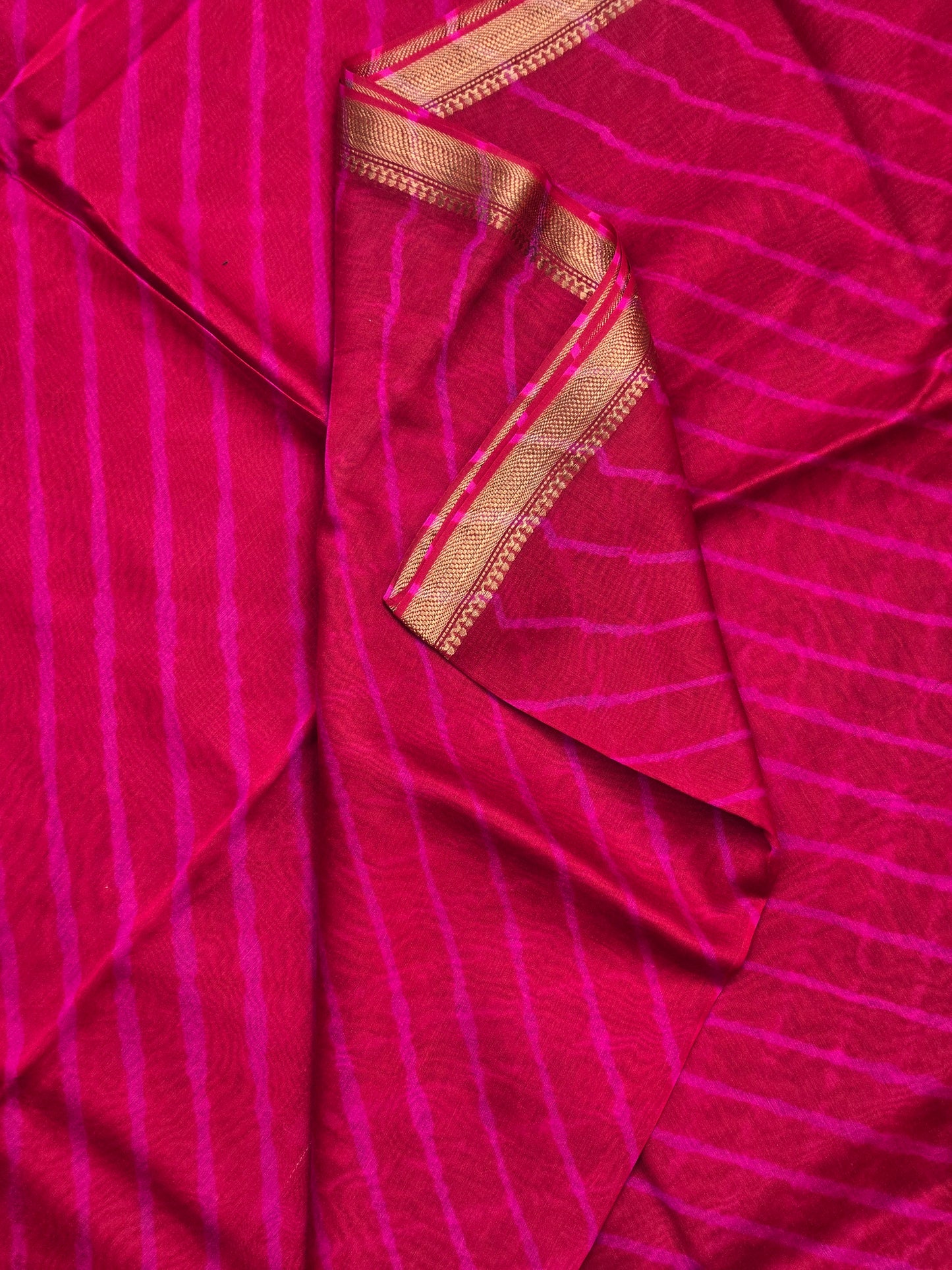 PINK TIE-DYE LEHARIYA SILK COTTON SAREE