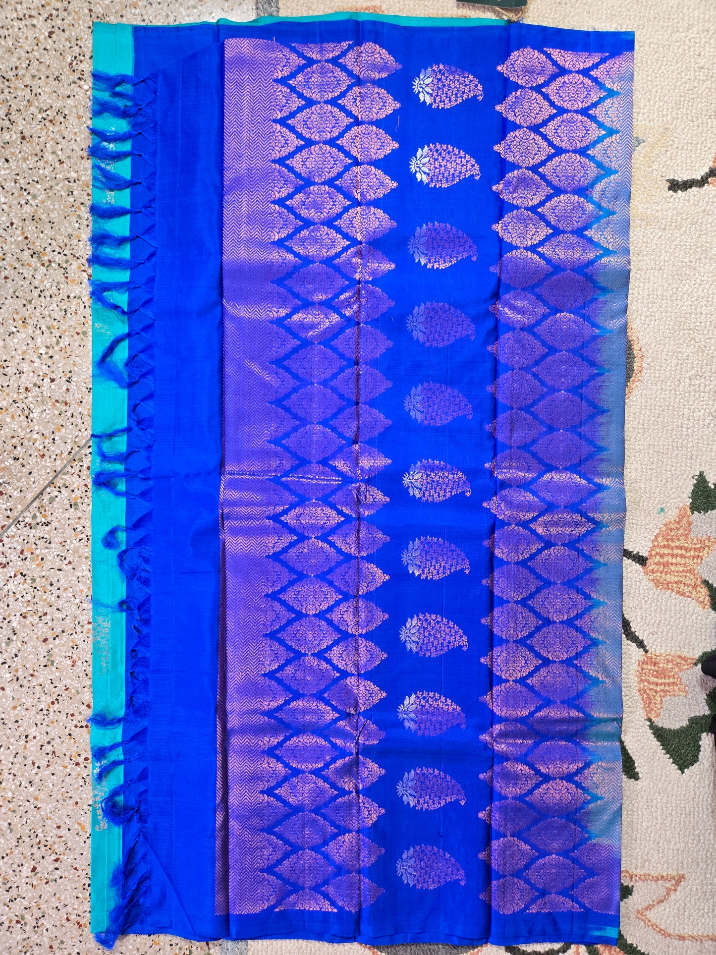 Aqua Green Pure Soft Silk Saree