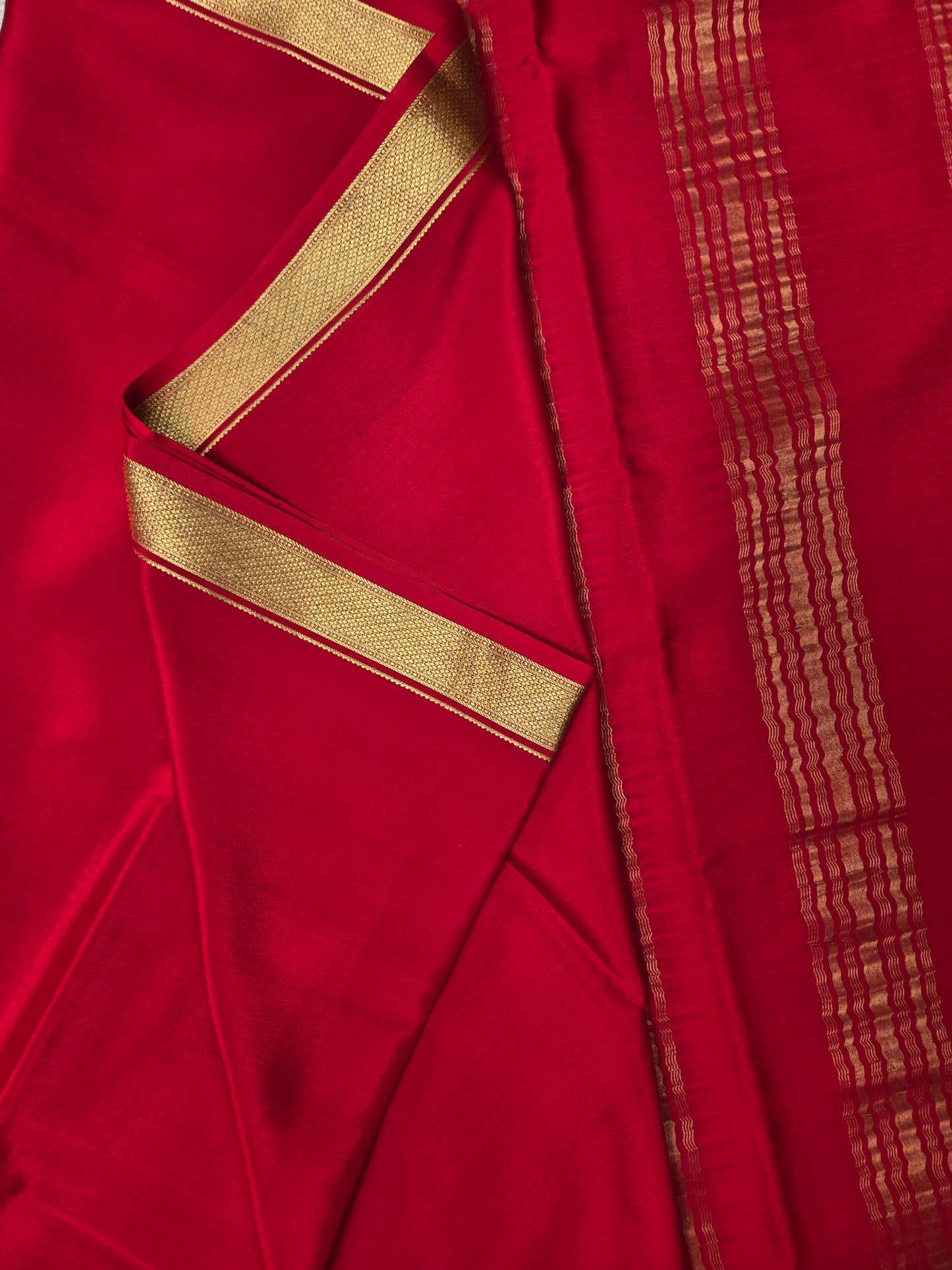 Red Mysore Crepe Silk Saree