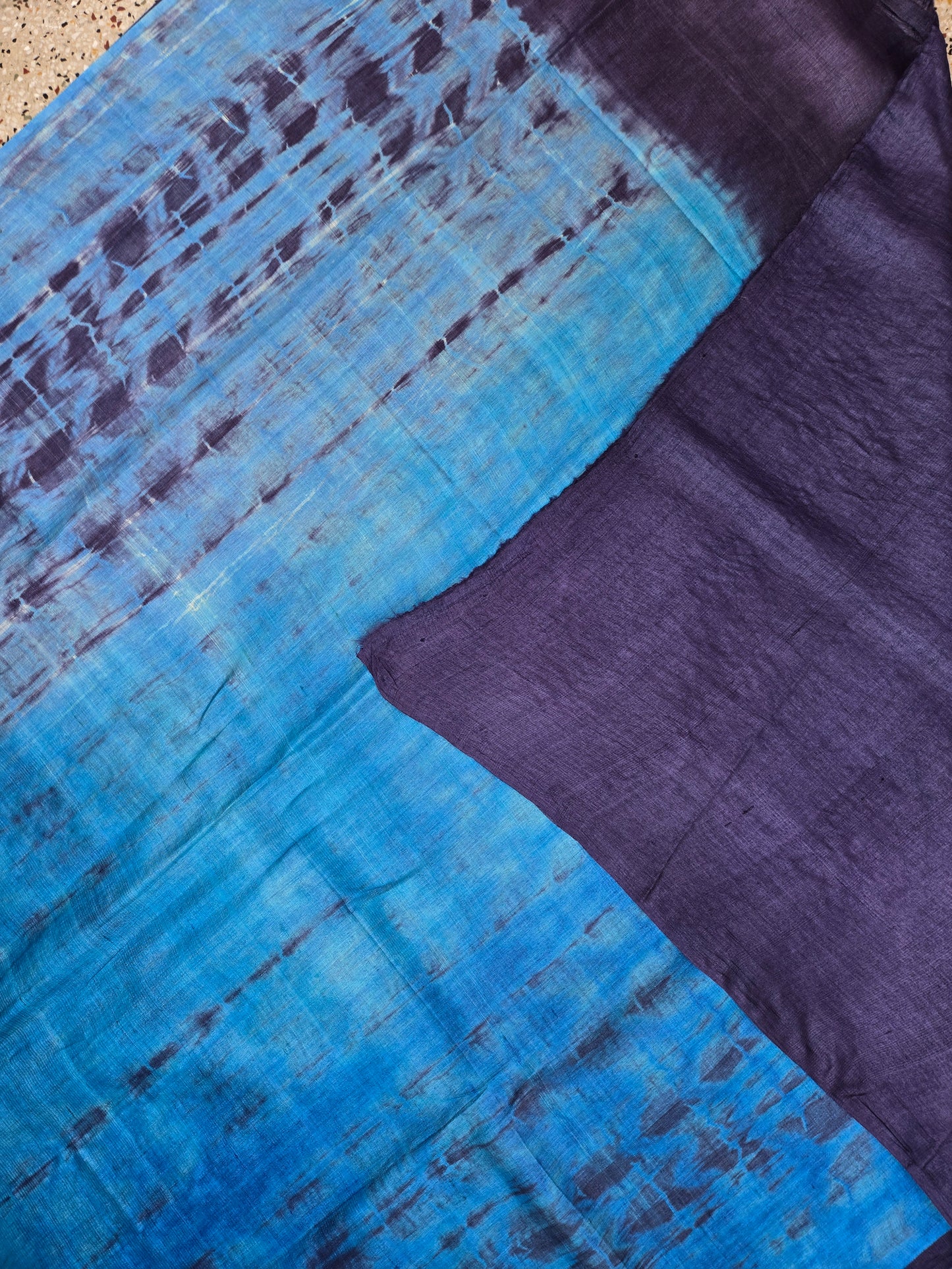 Blue Shibhori Pure Silk Saree